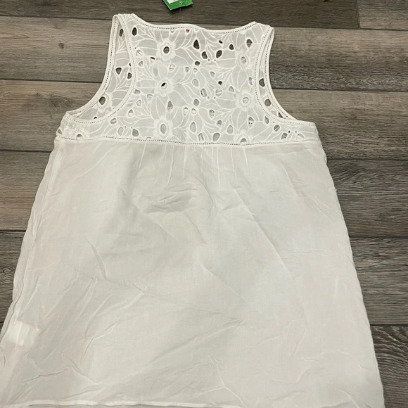 Nwt Lilly Pulitzer Flutter Eyelet Tank Top XS White Sleeveless Cutwork Lace - Picture 5 of 6